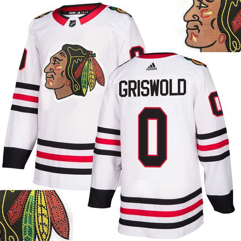 Blackhawks #0 Griswold White With Special Glittery Logo Adidas Jersey,We sell and wholesale Blackhawks #0 Griswold White With Special Glittery Logo Adidas Jersey on line form chian!